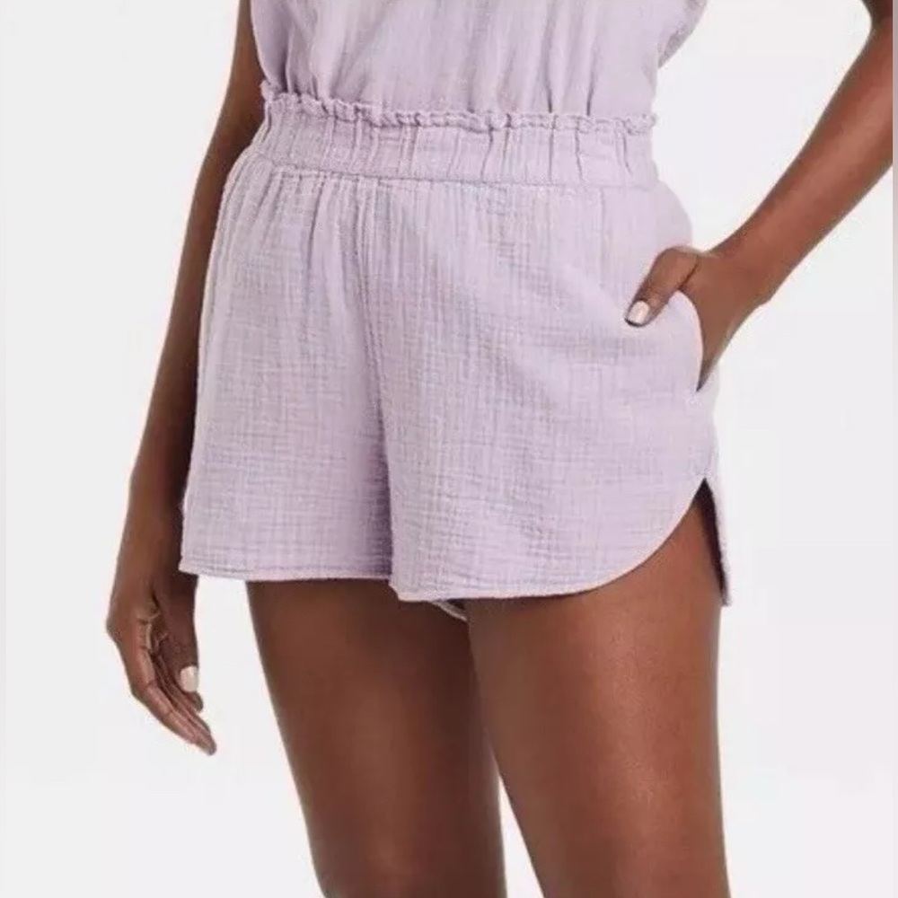Universal Thread Shorts XL Purple NWT Easy Pull On Crinkle Gauze High Rise - Picture 4 of 9